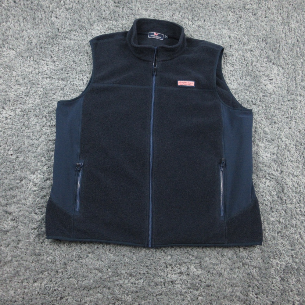 Vineyard Vines Fleece Vest Mens XL Navy Blue Full Zip Sleeveless Outdoor Jacket